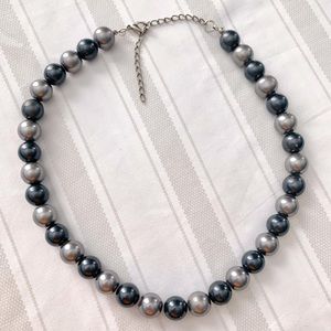 Black & Silver Faux Pearl Necklace